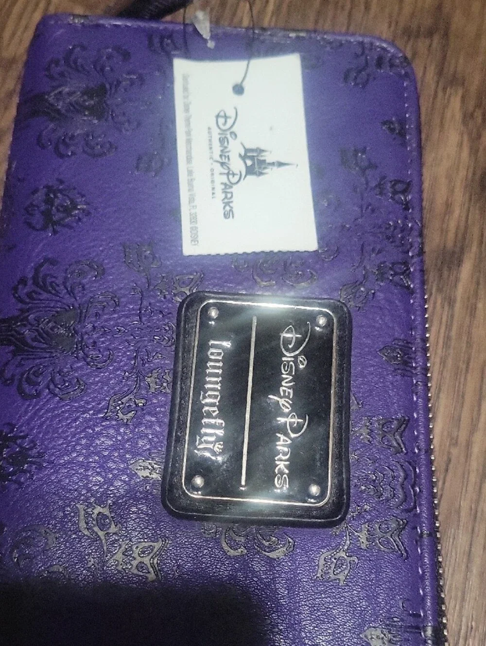Loungefly HAUNTED MANSION Purple Zip Wallet with Embossed Disney Plaque NWT - Picture 2 of 7